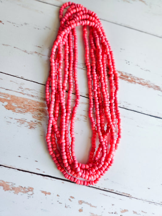 Coral Seed Bead Necklace